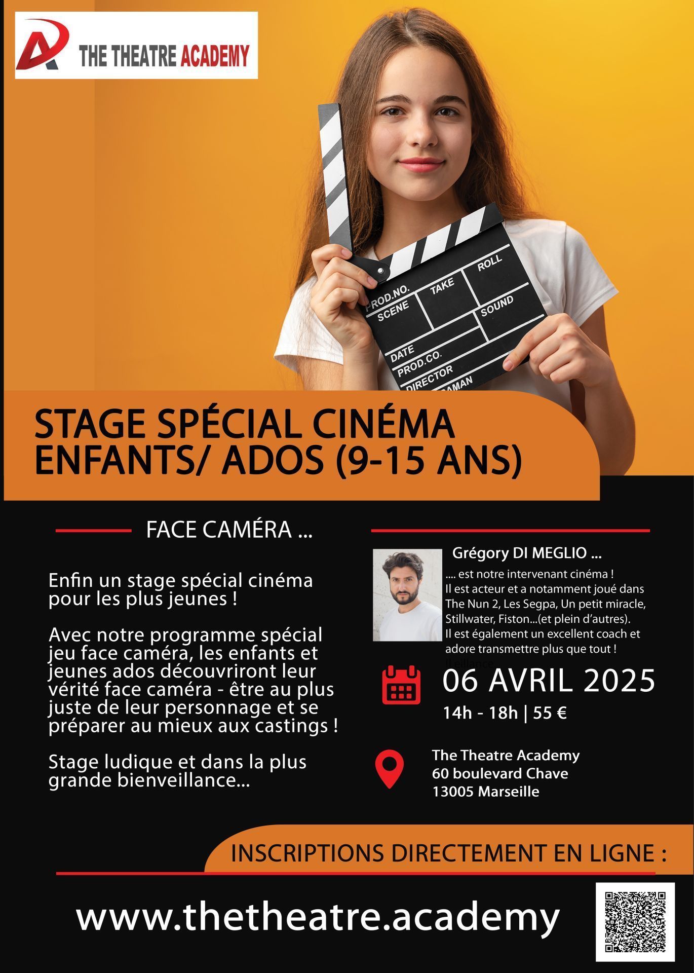 Stage spécial face caméra pour enfants et ados | 06.04.2025 | Marseille