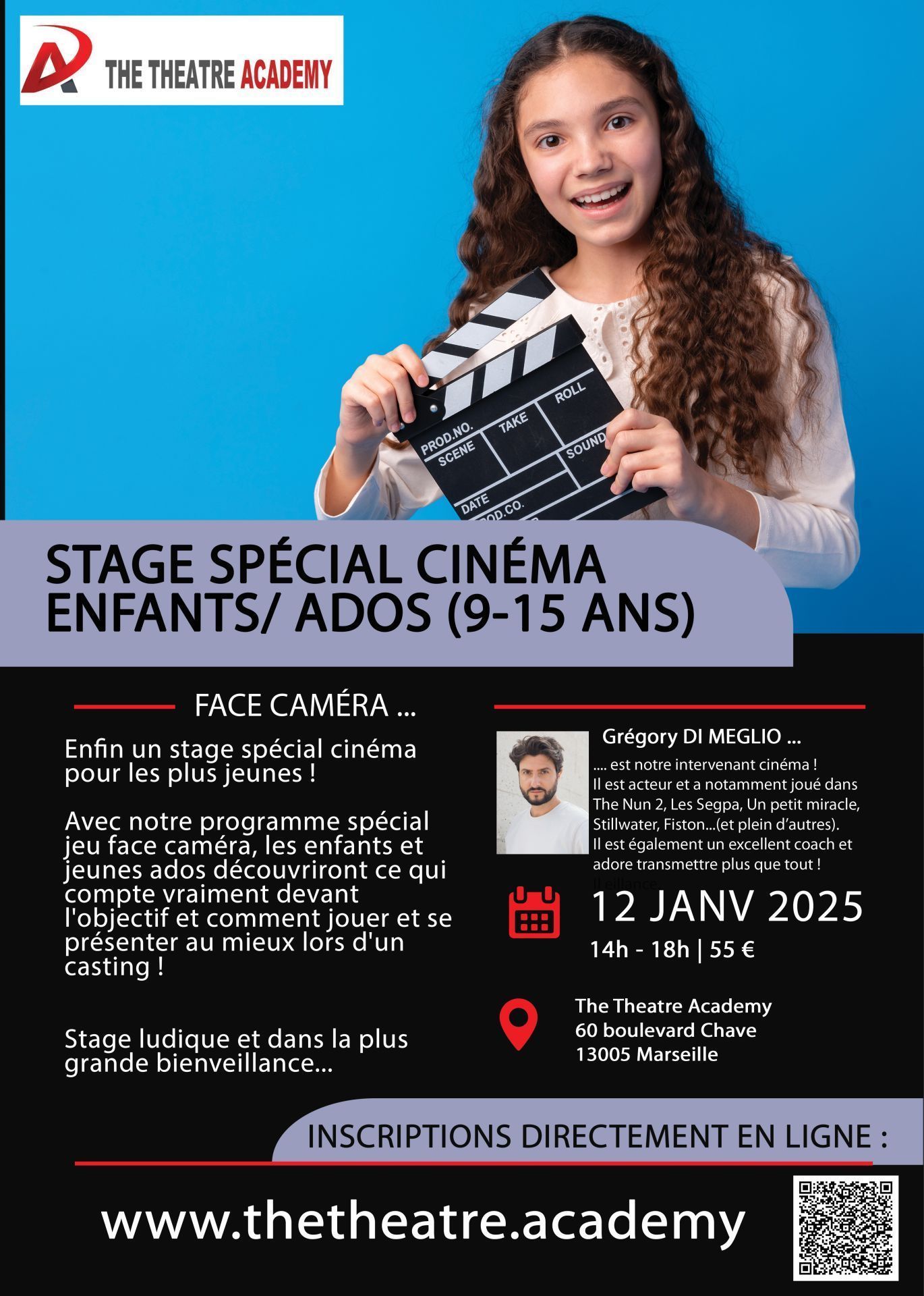 Stage spécial face caméra pour 9 à 15 ans | 12.01.2025 | Marseille