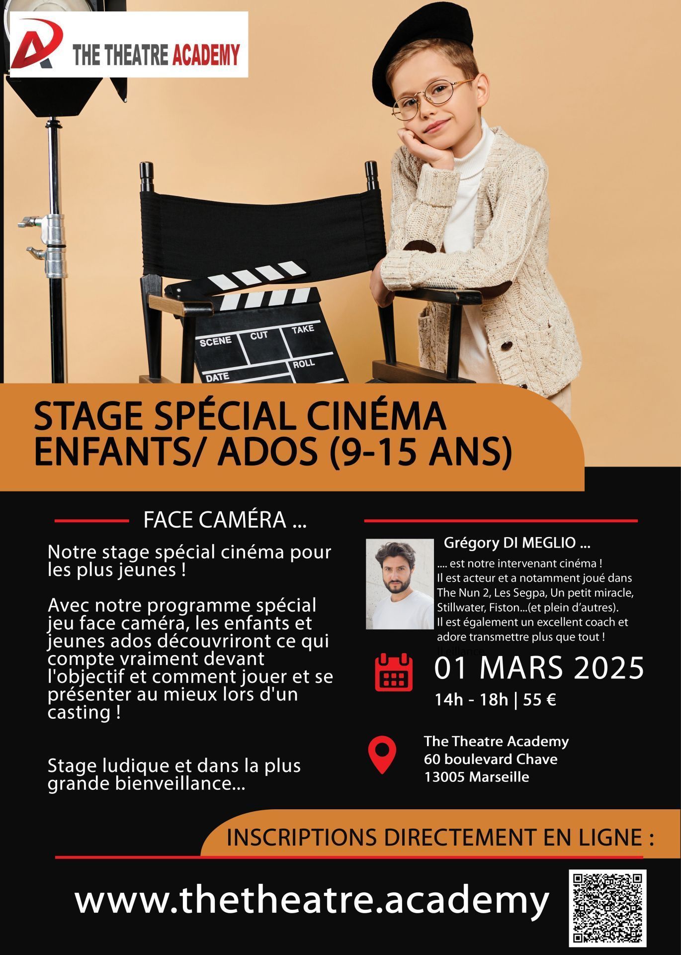Stage spécial face caméra pour enfants et ados | 01.03.2025 | Marseille