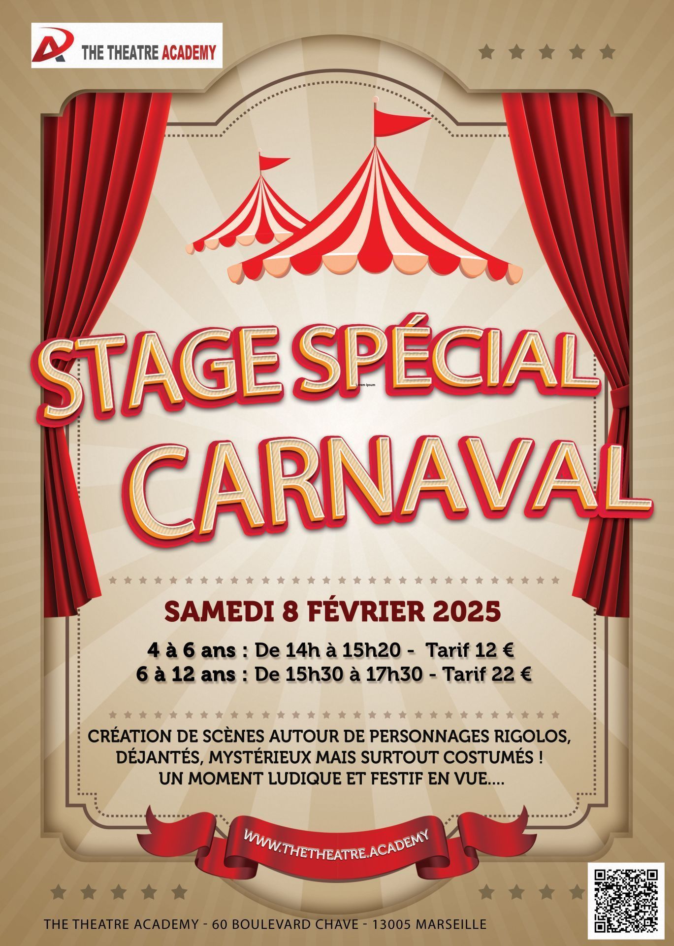 Stages de théâtre pour tout-petits et enfants spécial Carnaval | 08.02.2025 | Marseille